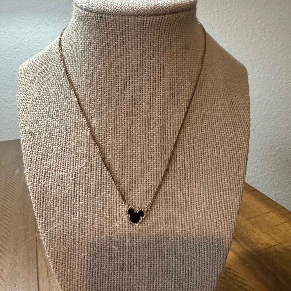 BaubleBar Black and Gold Mickey Necklace